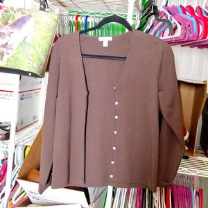 CHARTER CLUB BROWN BUTTON UP SWEATER SIZE SMALL